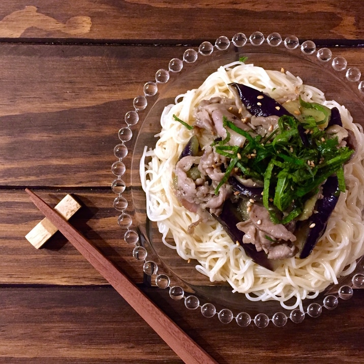 冷しゃぶとなすのそうめん♡夏バテ防止！